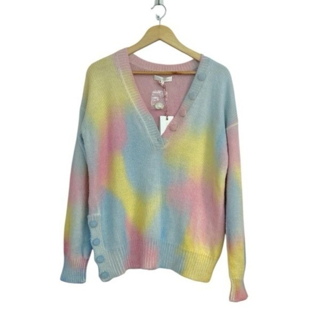 LoveShackFancy Naveen V-Neck‎ Pullover Sweater Fairy Pastel Multicolor Size M - Picture 6 of 9